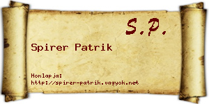 Spirer Patrik névjegykártya